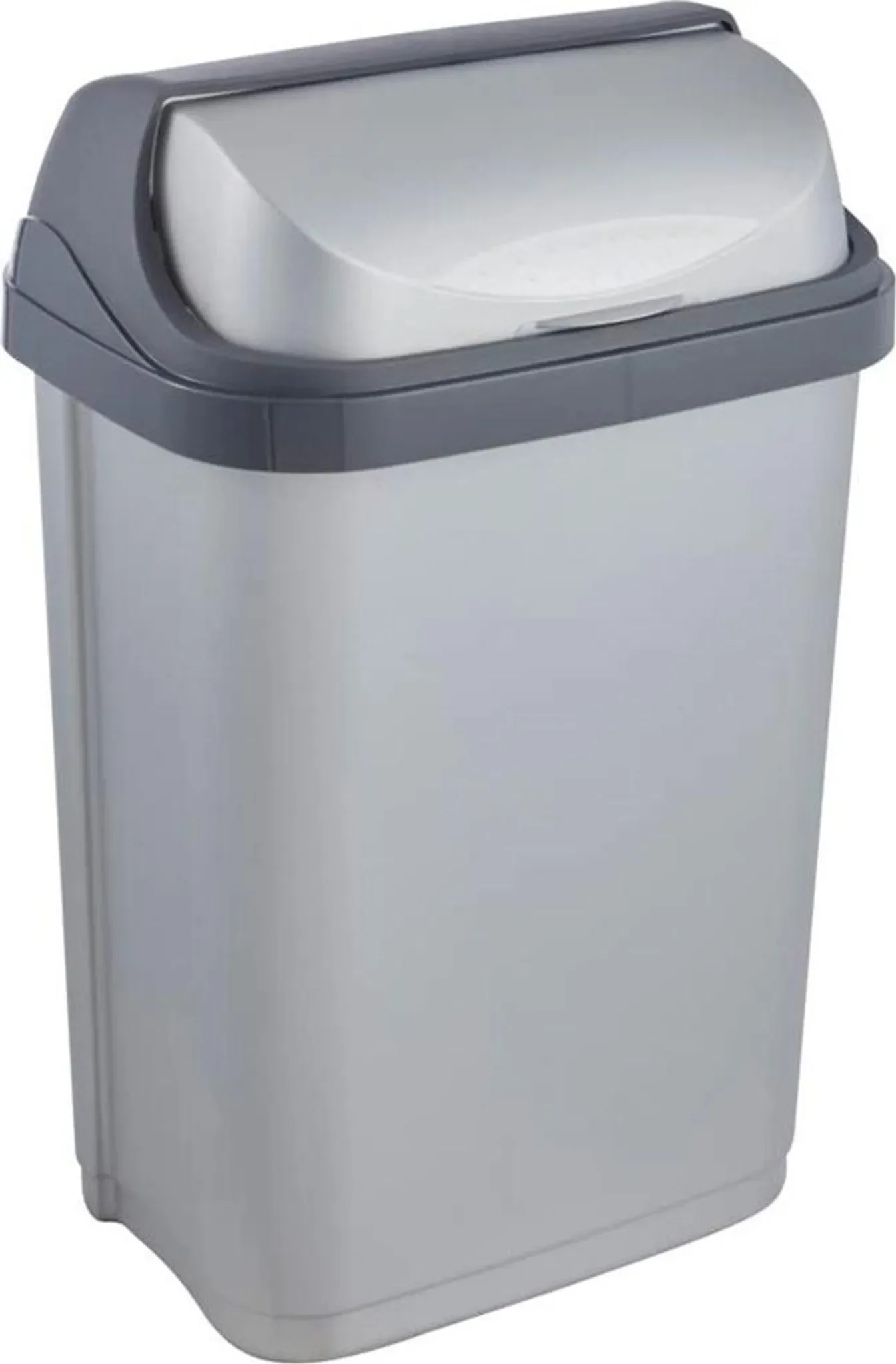 Abfalleimer mit Rolldeckel – 10 L, silber, 25,5 × 19 × 39 cm